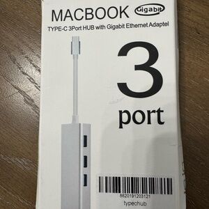 USB-C 3-Port Hub with Gigabit Ethernet Adapter – Compatible with MacBook & Lap